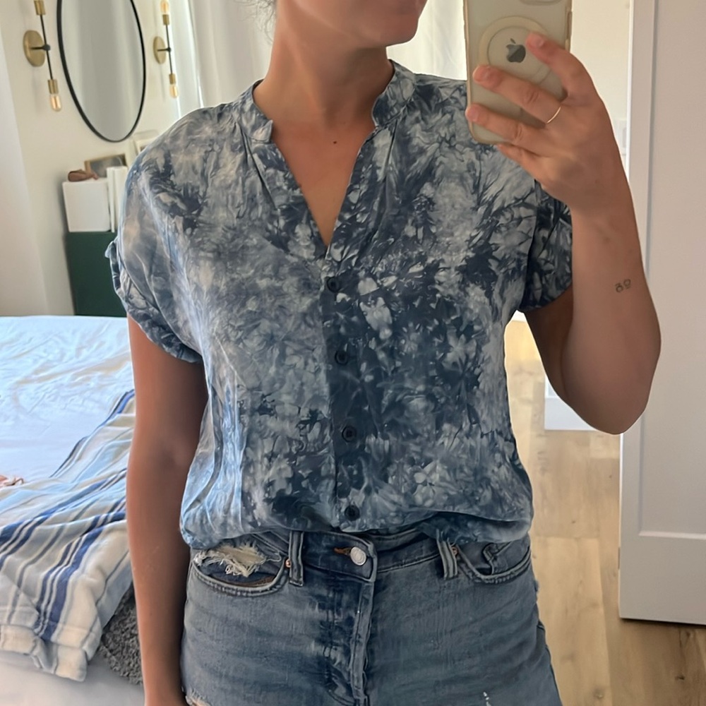 Indigo blue tye die blouse from Anthropologie
